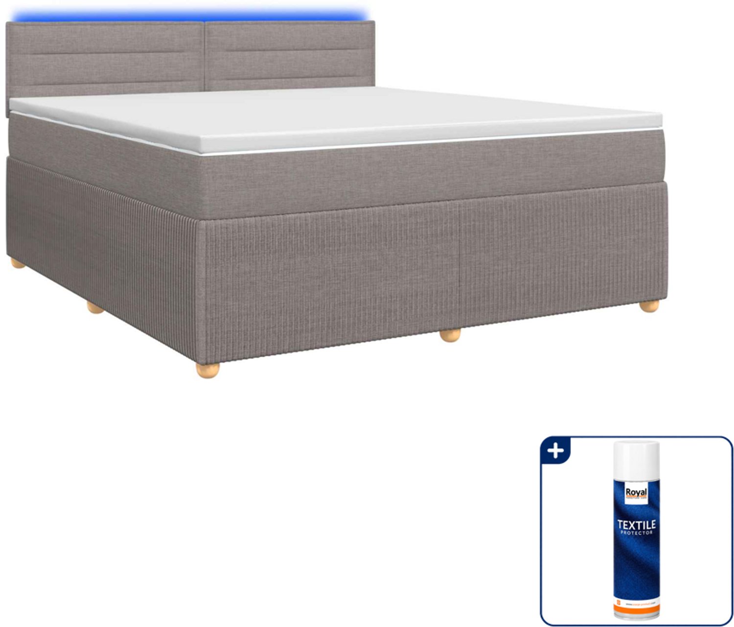 vidaXL boxspringbed - queensize - 160 x 200 cm - taupe - Inclusief textielbeschermer 500 ml