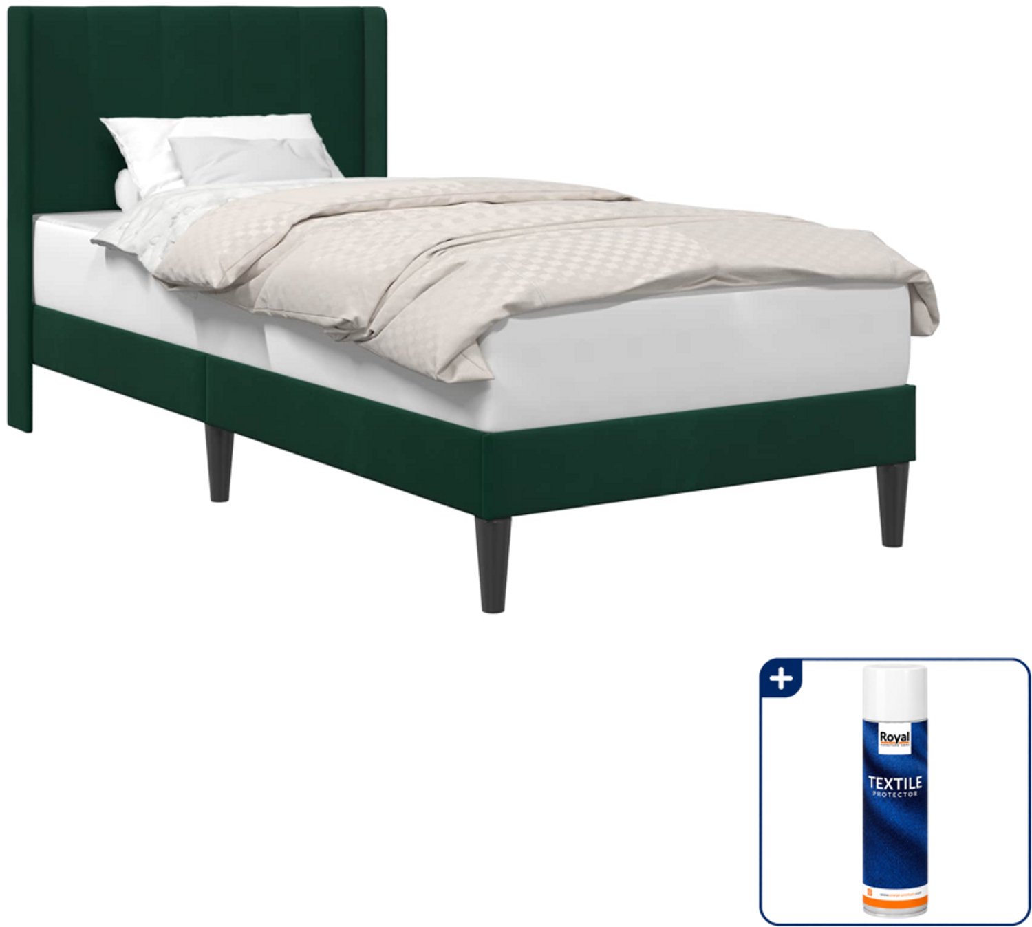 vidaXL bedframe - 90 x 190 cm - fluweel - donkergroen - Inclusief textielbeschermer 500 ml