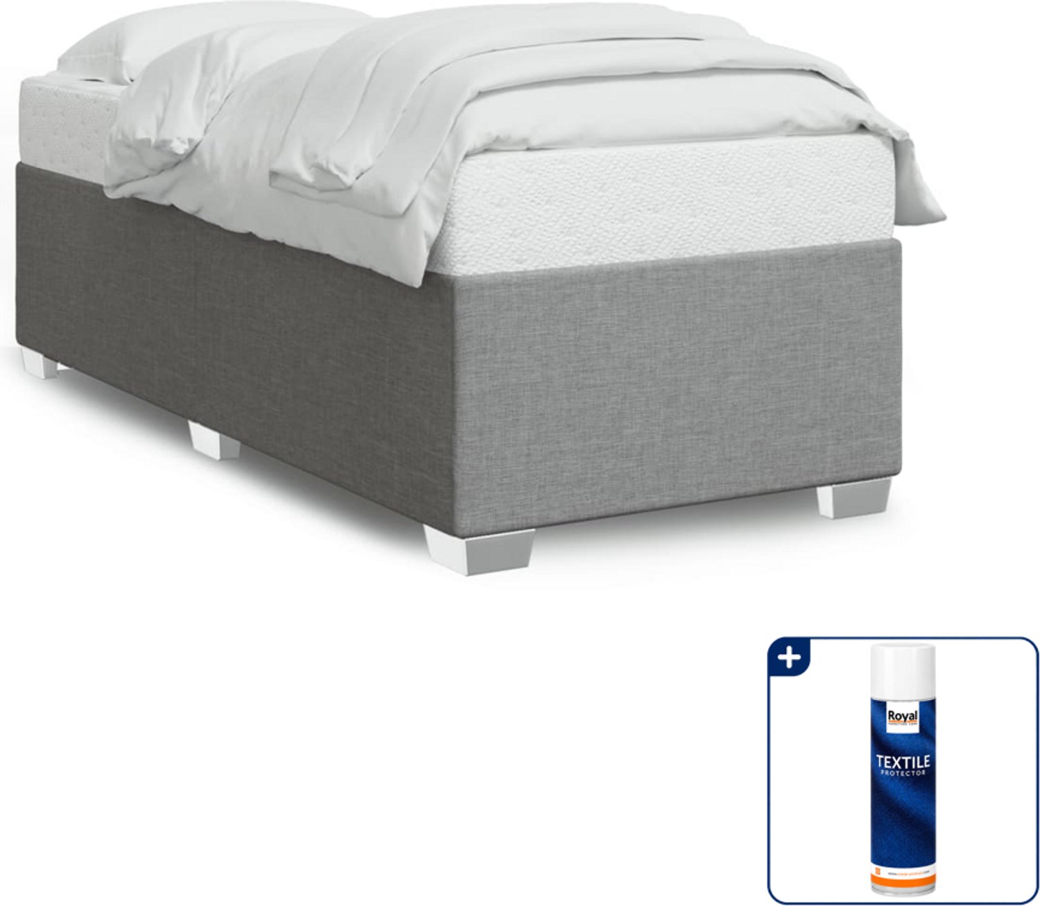 vidaXL bedframe - 100 x 200 cm - stof - lichtgrijs - Inclusief textielbeschermer 500 ml Blauw