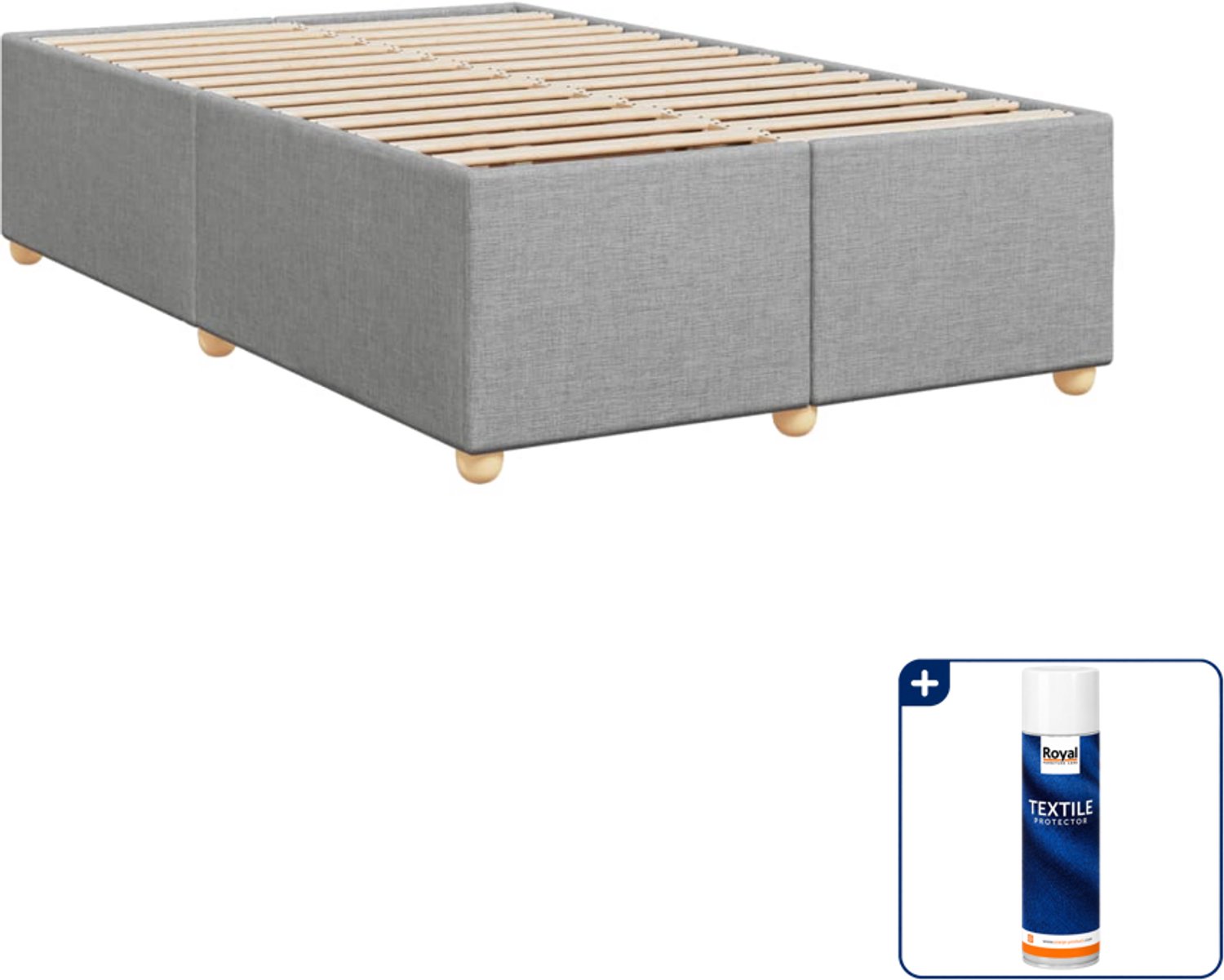 vidaXL bedframe - 120 x 190 cm - stof - lichtgrijs - Inclusief textielbeschermer 500 ml Bruin