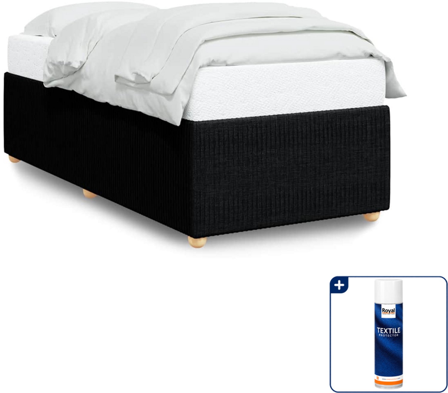 vidaXL bedframe - 90 x 190 cm - stof - zwart - Inclusief textielbeschermer 500 ml