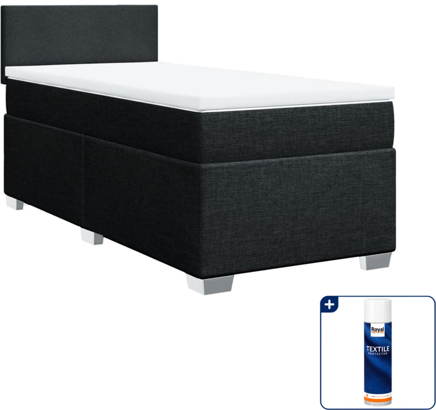 vidaXL Boxspring - 100 x 200 cm - stof - zwart - Inclusief textielbeschermer 500 ml