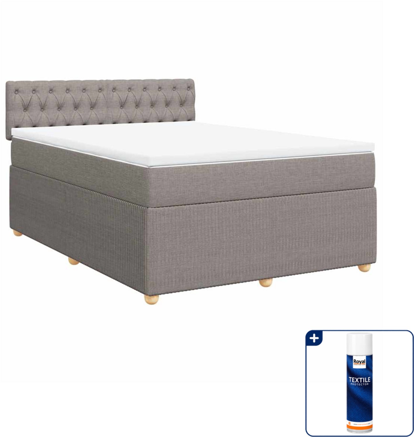 vidaXL Boxspring Small double - 140 x 200 cm - stof - taupe - Inclusief textielbeschermer 500 ml
