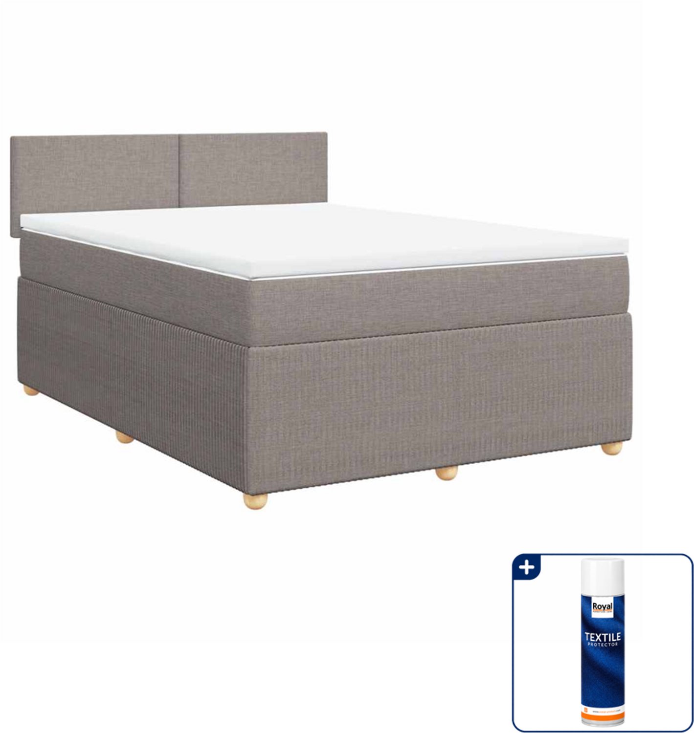 vidaXL boxspring - Small double - 140 x 200 cm - taupe - Inclusief textielbeschermer 500 ml