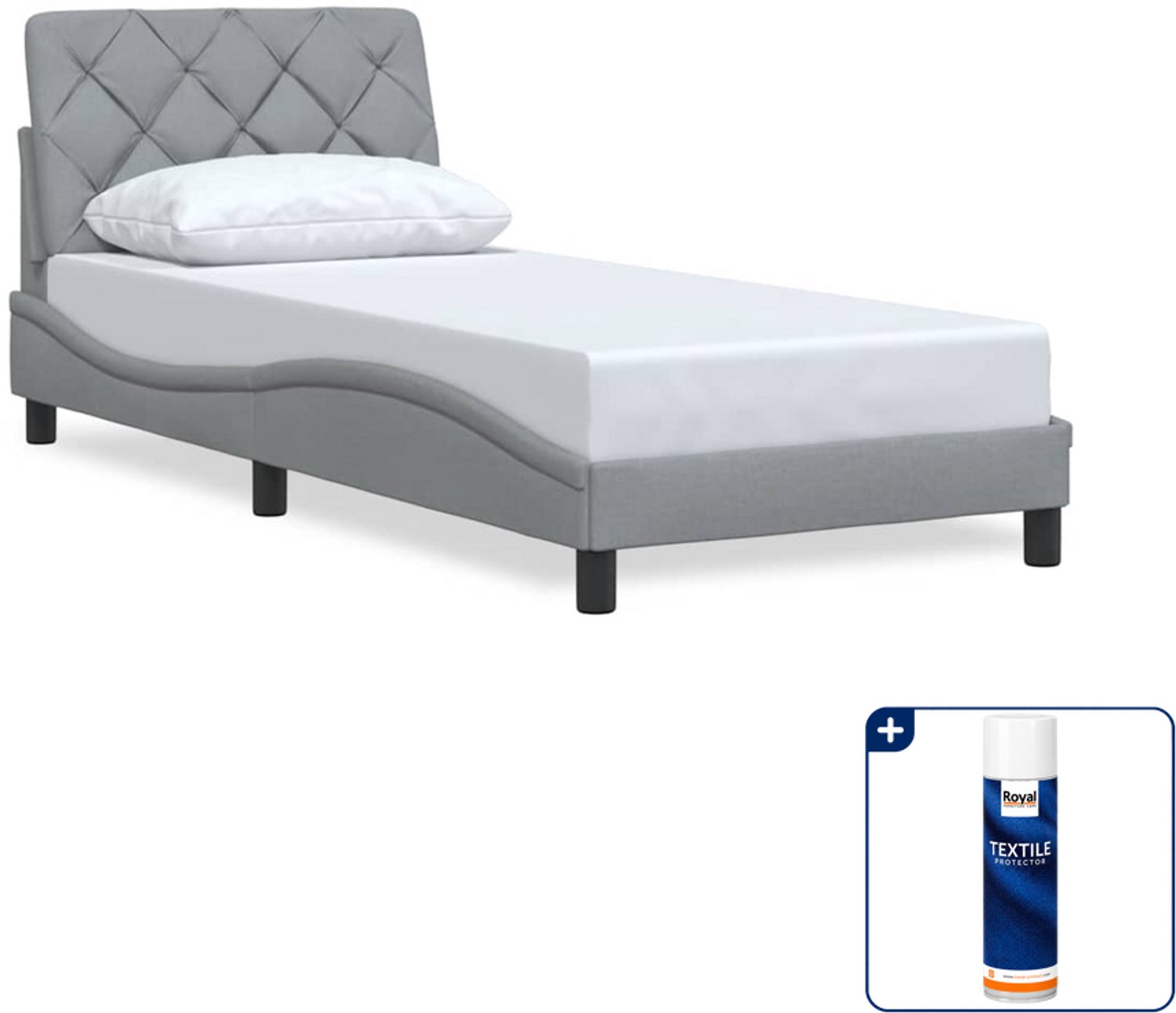 vidaXL Bedframe - 80 x 200 cm - stof - lichtgrijs - Inclusief textielbeschermer 500 ml