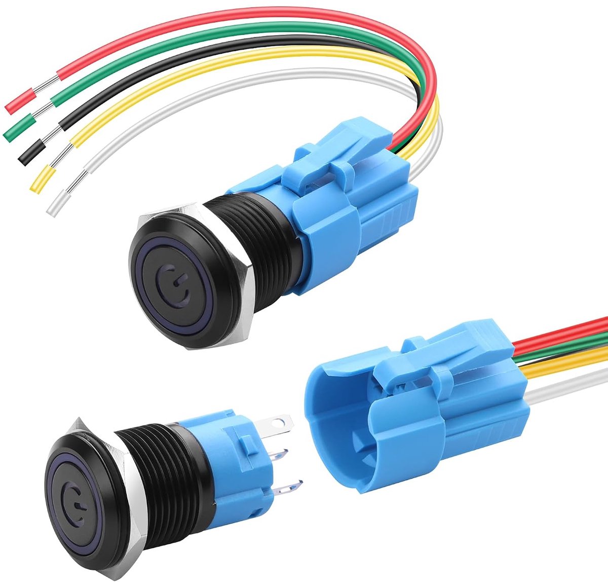 SinLoon IP67 Waterproof Metal Push Button - 9-24V 5A Blue LED Car Ignition Switch with Stainless Steel Housing and - ShopVlot