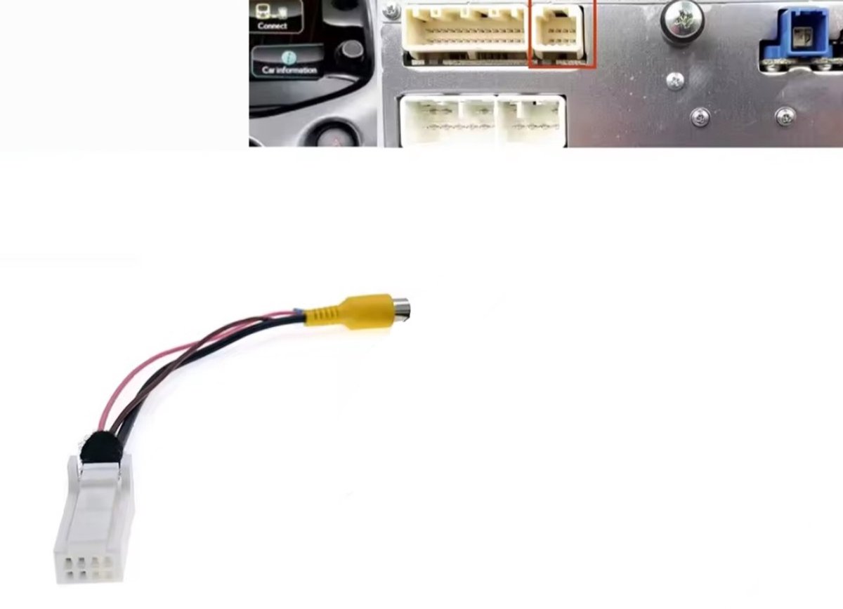 Iso 8pin tulp RCA kabelset voor achteruitrijcamera tbv originele autoradio | Geschikt voor o.a. Toyota Aygo, Peugeot 108, Citroen C1 | Camera kabel stekker connector verloopstekker aansluiting