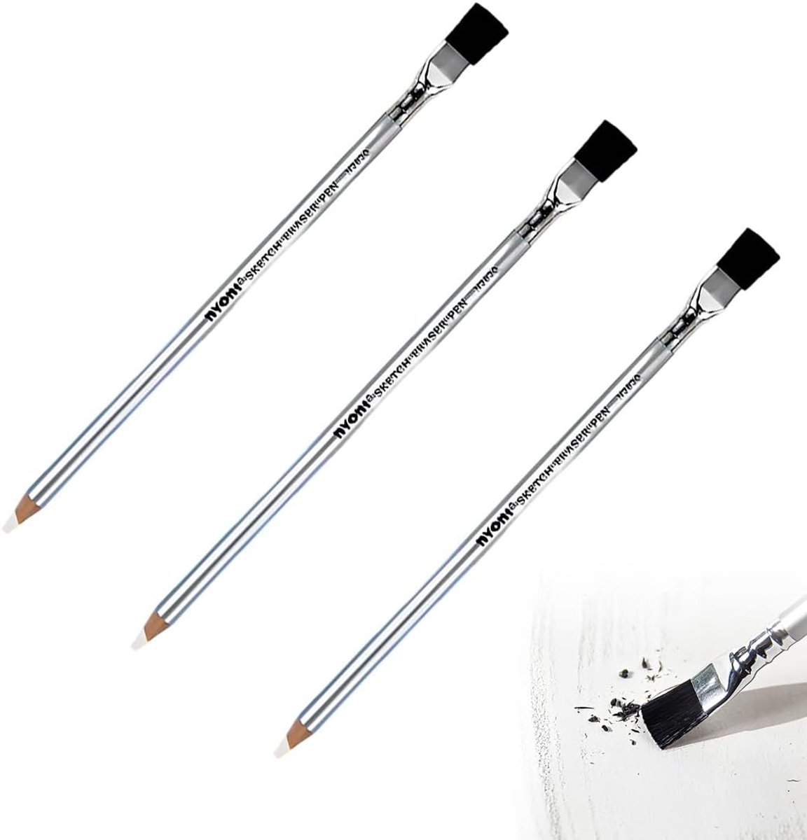 Set van 3 gumstiften met penseelgeleider, gum in stiftvorm voor kunstenaars, schetsen en schilderen, tekenaccessoires - ShopVlot