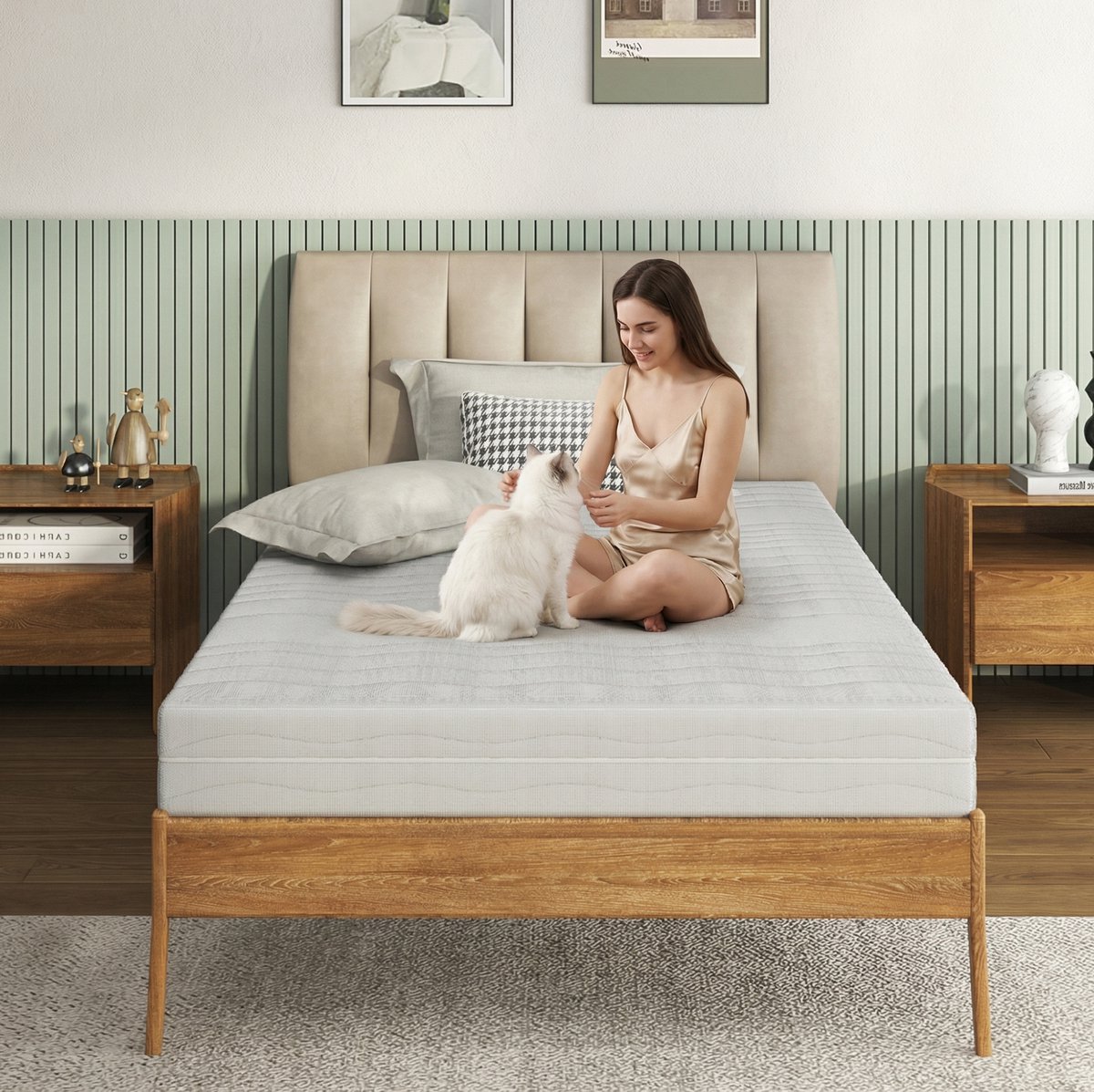 REDOM Koudschuimmatras - Ergonomische D25-schuimkern - Eenzijdige profilering - Afneembare wasbare 3D-hoes - Wit - 140 x 200 x 13 cm