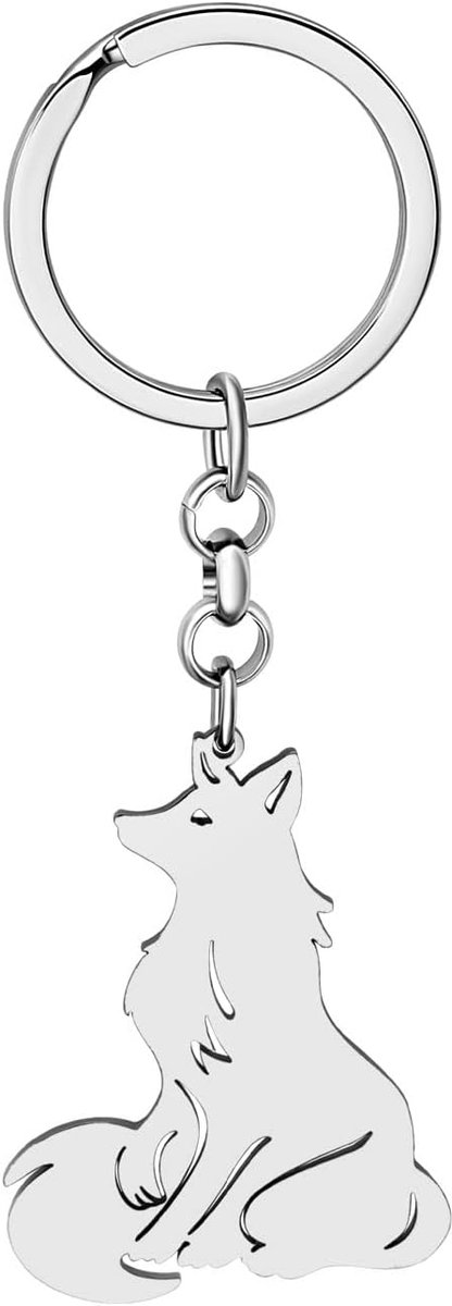 Thijox - Elegante Fox Sleutelhanger Roestvrij Staal - Schattige Vos Bedel voor Vrouwen en Meisjes - Perfect als Autosleutel Sieraad en Geschenk