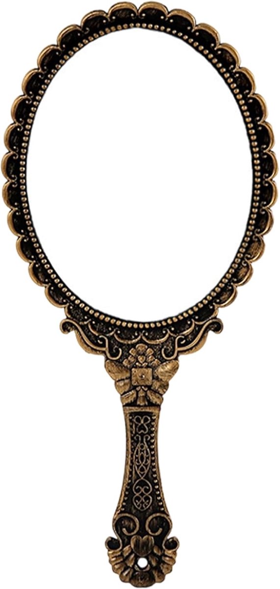 Handspiegel klein - vintage bronzen design - hoogwaardig glas - ideaal voor onderweg - SnelShoppen