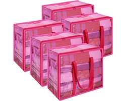 Vieshful 5 Pack Clear Storage Bags Clothing Storage Bags with Zippers 40L Transparent Underbed Storage for Clothes - ShopVlot