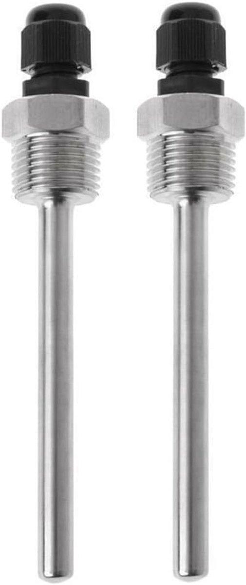 Set van 2 thermowells, G3/4 inch roestvrijstalen onderdompelingshulzen met schroefdraad voor temperatuursensoren (8 x - ShopVlot