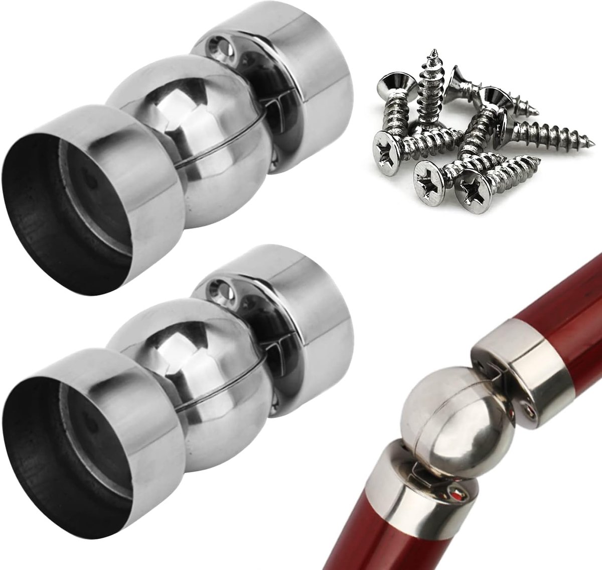 2Pcs 45mm Stainless Steel Pipe Connectors Ultra Thin 0.4mm, Universal Staircase Handrail Accessories with 8 Pieces - ShopVlot