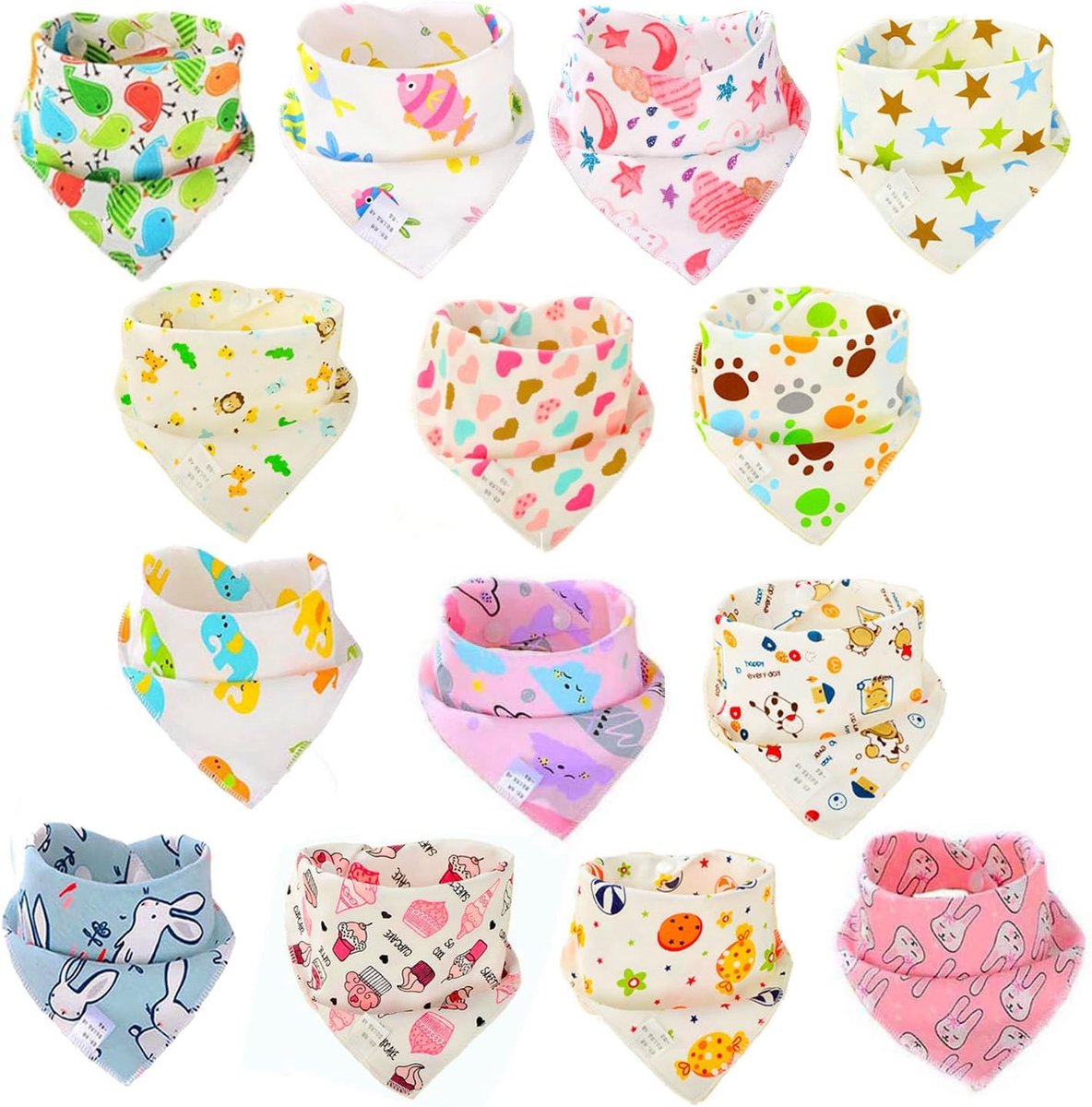 SLOSH baby and toddler bibs, 100% cotton 14 pcs Neonata, Multicolors - ShopVlot