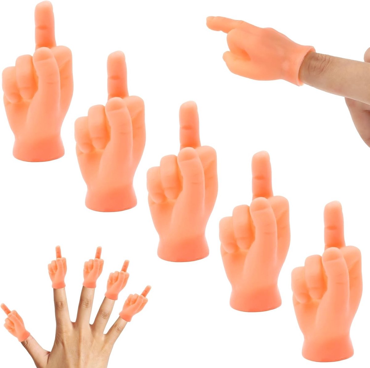 Vijf stuks grappige mini-middelvingers als cadeau voor feestjes en leuke grappen