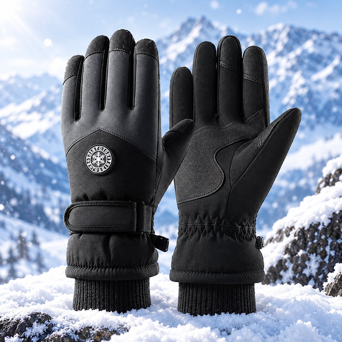 Meedeer Winterhandschoenen voor Dames (Kleur :Zwart)-Verdikte Warme handschoenen-Waterdicht-Touchscreen-Antislip-Voor skiën-Motorfiets-Fietsen-Wandelen
