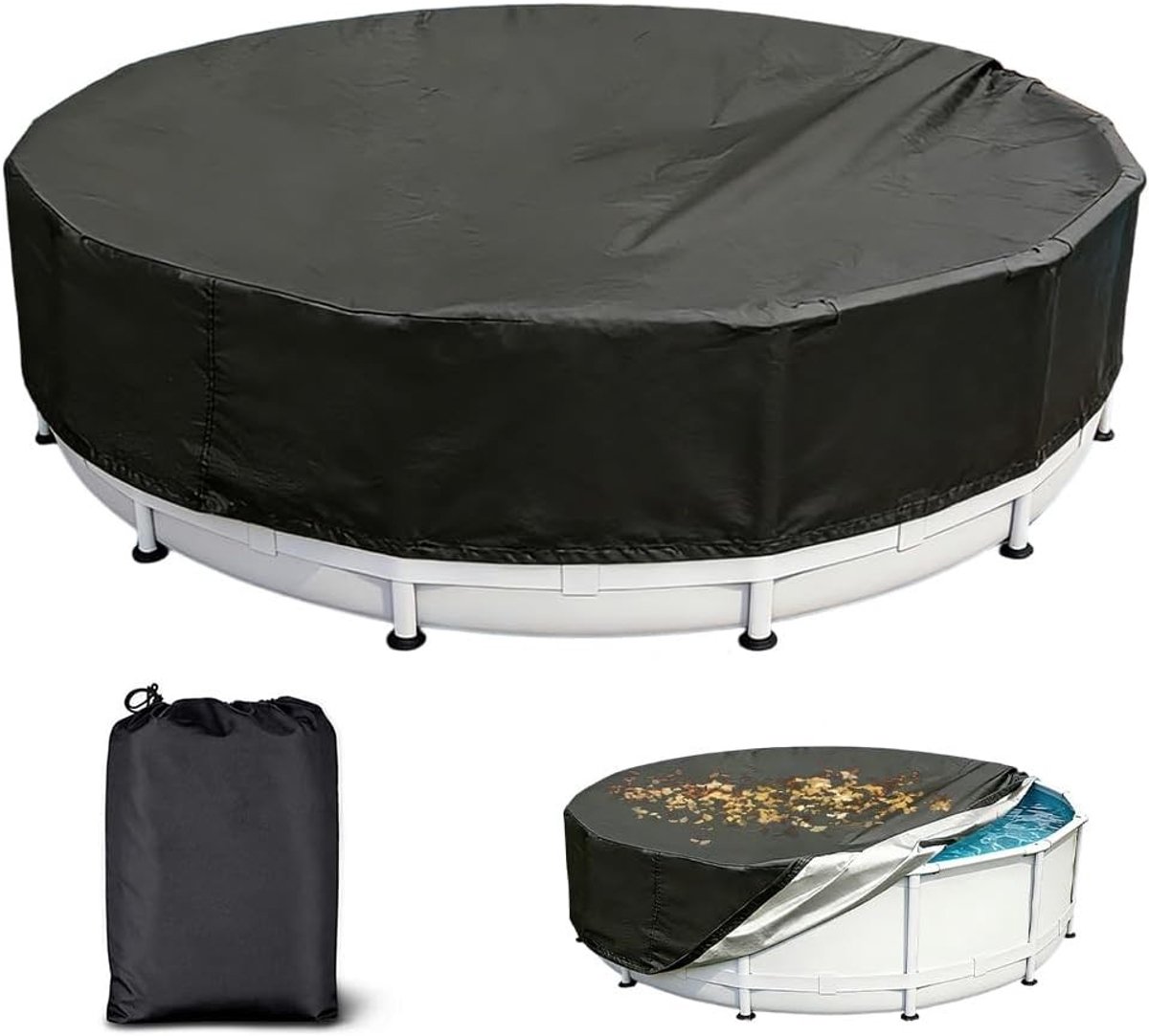 Ronde zwembadafdekking 122 * 30 cm, beschermende tarpaulin voor honden, ideale oplossing voor schone buitenzwembaden, waterdichte en UV-bestendige bescherming