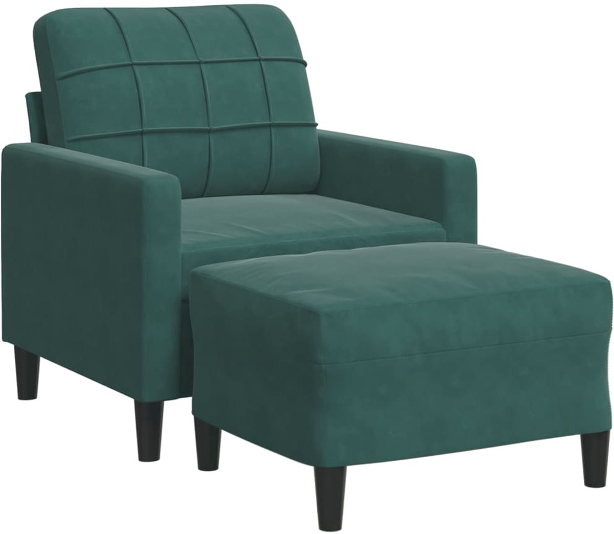 vidaXL Fauteuil - met - voetenbank - 60 - cm - fluweel - donkergroen