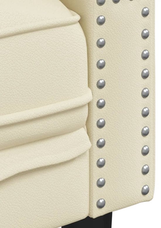 vidaXL - Fauteuil - Chesterfield-stijl - kunstleer - crèmekleurig van Vidaxl — afbeelding 5