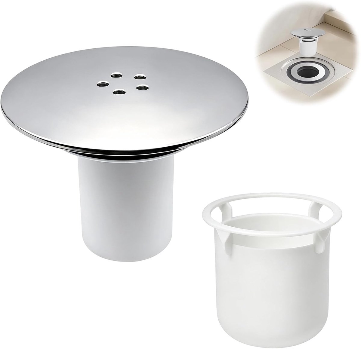 Afvoerdeksel voor de douche, 95 mm, douchesluiting en afvoergarnituur, rond - ShopVlot