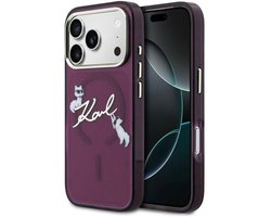 Karl Lagerfeld - IML Choupette and Karl Script Logo MagSafe (KLHMP18L5HKSCAR) - iPhone 18 Pro / iPhone 17 Pro - Burgundy