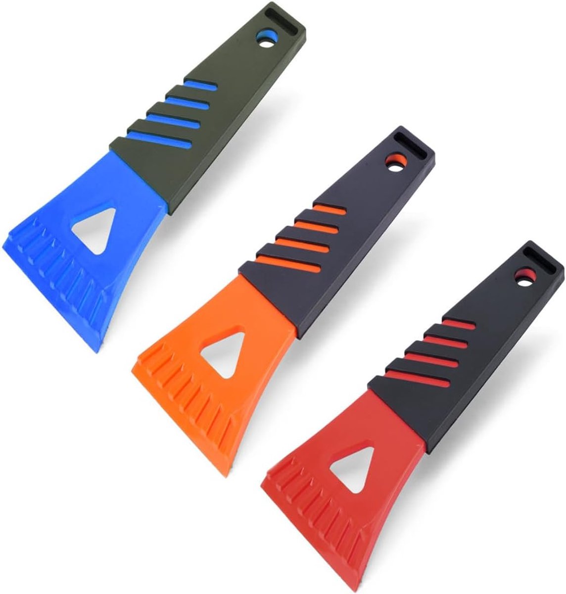 Pack of 3 Ice Scrapers with Soft Grip, Length 18 cm, Various Colours, Black, 19 cm, Black - ShopVlot