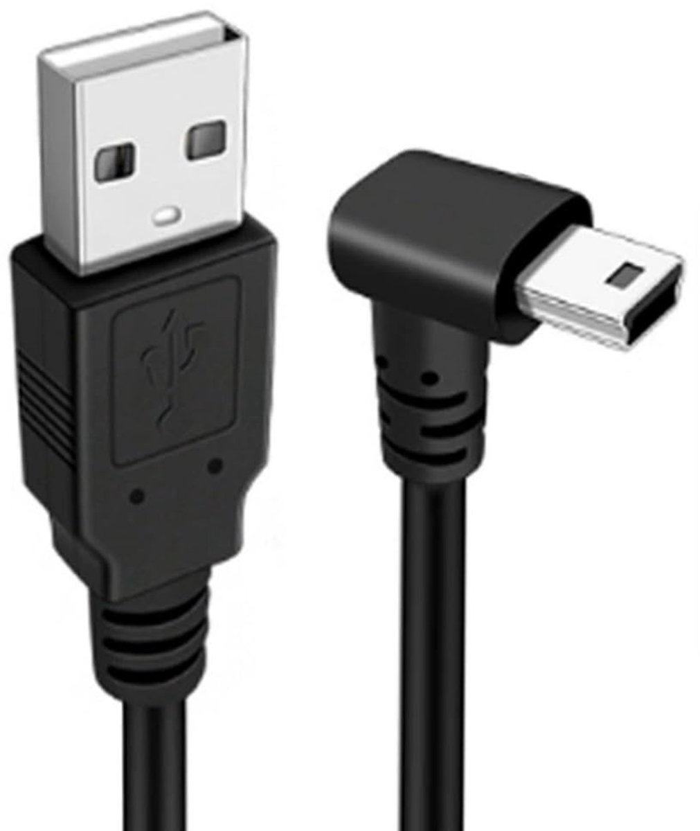 chenyang Mini-USB-kabel, USB 2.0-stekker naar Mini USB 5-pins stekker, 90 graden naar beneden buigen, verlengkabel - ShopVlot
