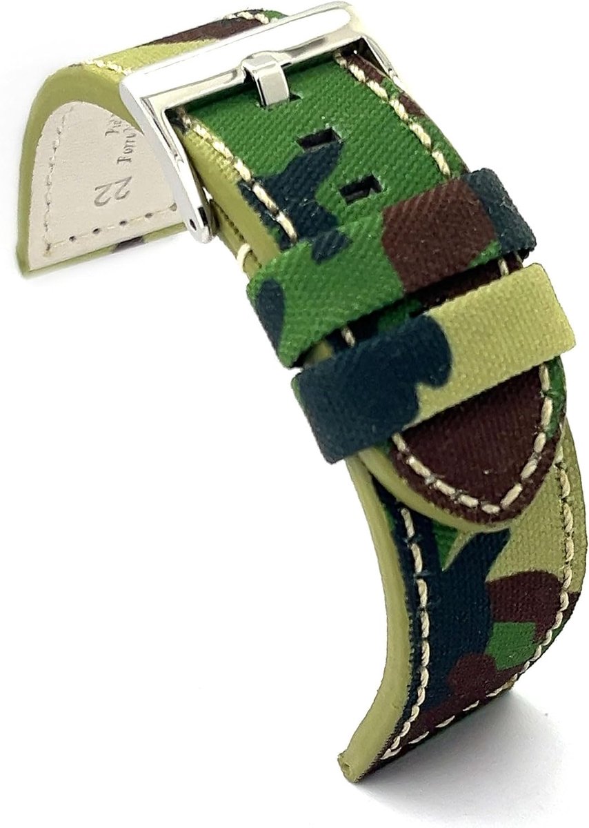 Camouflage Pattern Leather Fabric Watch Strap 18 mm 20 mm 22 mm 24 mm 26 mm 28 mm 30 mm Ref. 370 - ShopVlot