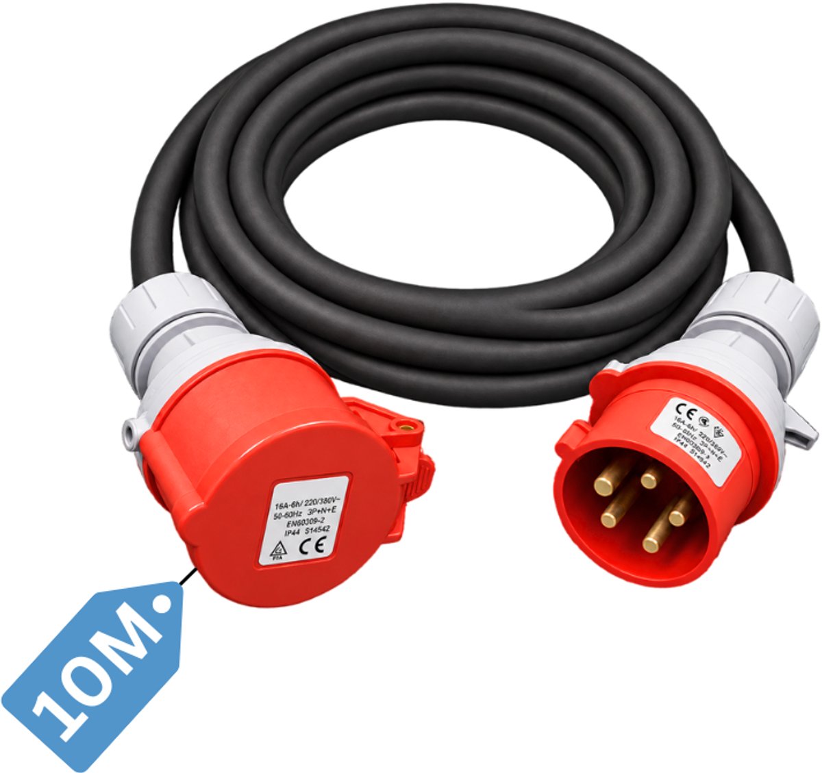 16A 3-fase verlengsnoer 5x2,5 mm² – 10 meter – Krachtstroom verlengkabel