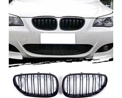 AggAuto Glossy Black Kidney Grill for BMW 5 Series E60/E61 2003-2009 - ShopVlot