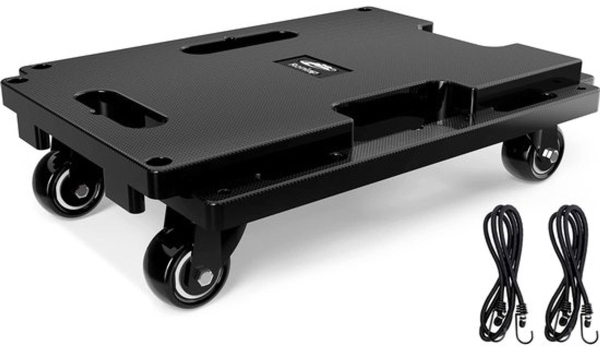 SnelShoppen - Meubelverplaatsingswagen met wielen - Voor zwaar meubilair, draagbaar, capaciteit van 200 kg - 4 wielen, zwart, inclusief 2 elasti
