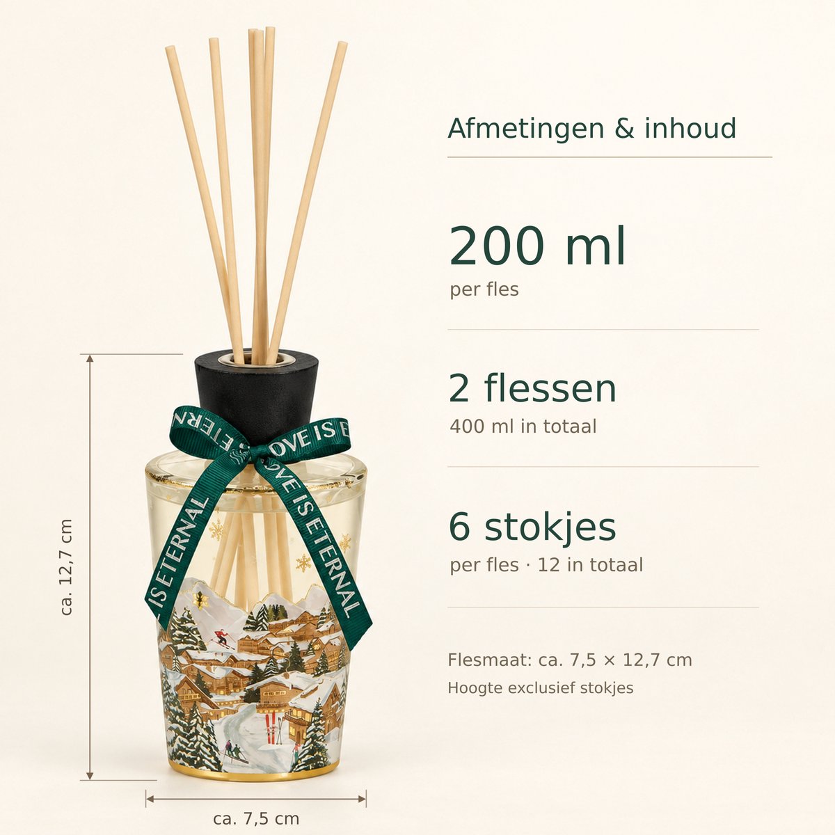 EasyMart Geurstokjes – Huisparfum Diffuser Set 2-Delig – 2x 200 ml Geurverspreider met Rotan Stokjes – Falling Snow & Iced Chalet – Luxe Kerstdecoratie en Kerstcadeau voor Woonkamer, Badkamer & Toilet — cadeau in Wonen & Interieur - foto 3