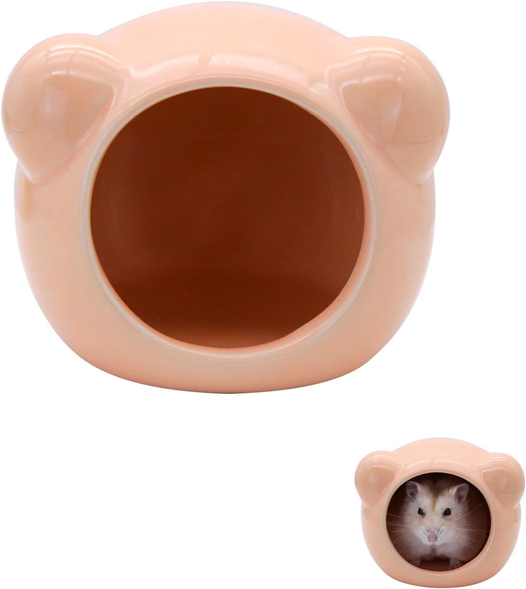 Keramiek, Leuke Beer Hamster Verberging Grot voor alle seizoenen (Oranje, A)
