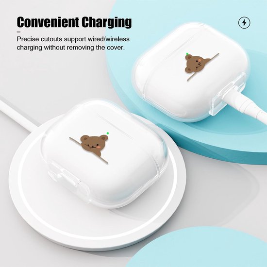 Hoofdtelefoonhoes voor AirPods 3 hoesje, transparant TPU-hoesje met schattig patroon Apple AirPods (3e generatie) oplaadcase case — afbeelding 3