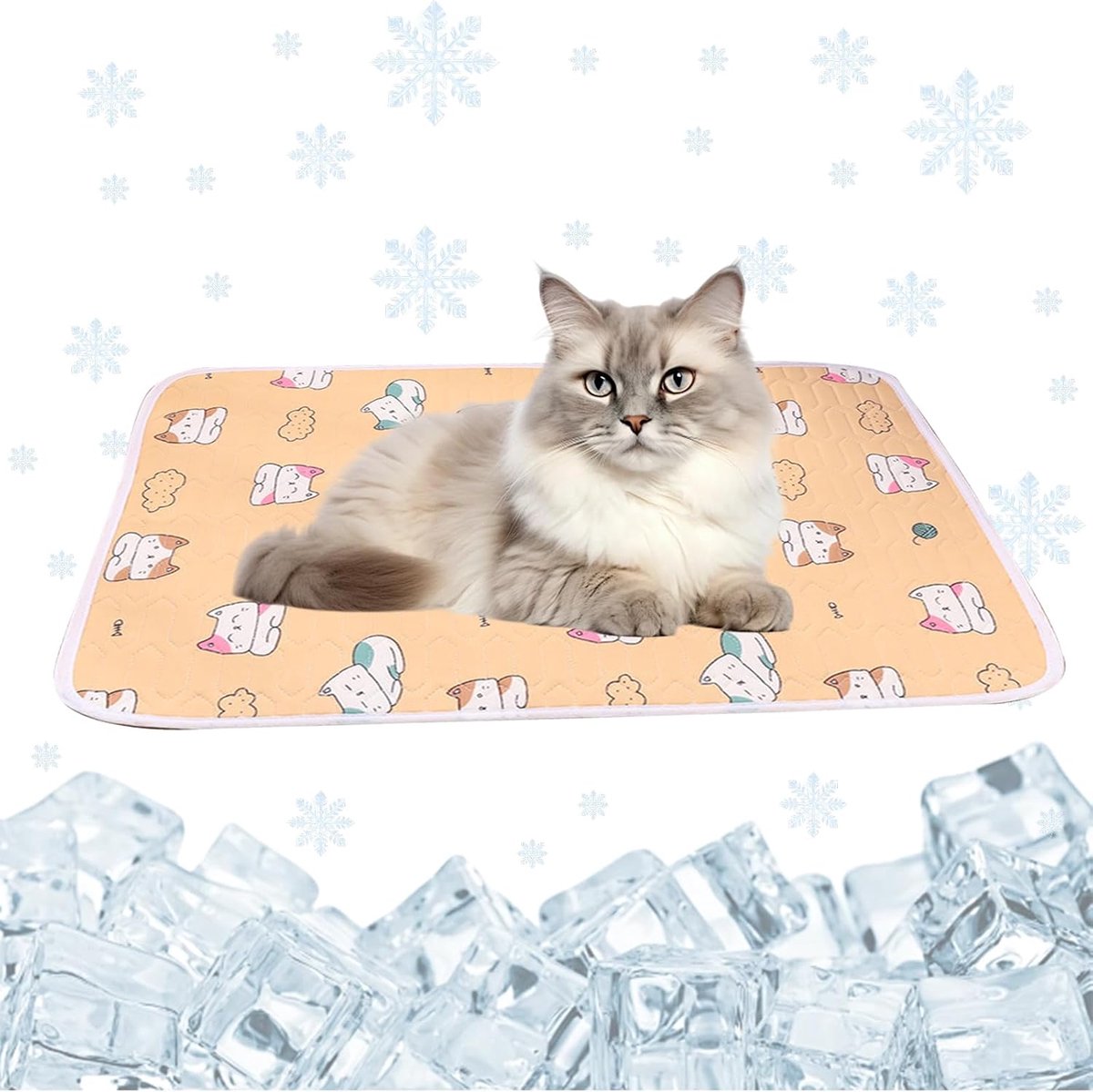 Kattenbed, 50 x 40 cm, klein hondenbed, wasbaar, koeldeken voor honden, niet giftig, voor thuis, reizen, auto, oranje