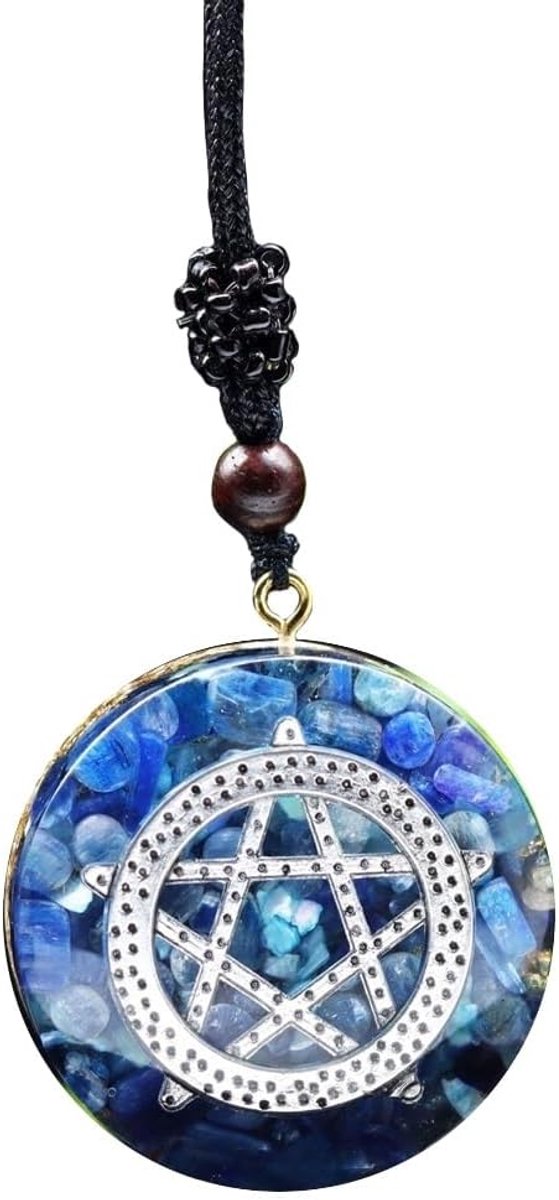 Lapis Lazuli Metatron Cube Merkaba hanger ketting, helende kristallen bescherming amulet talisman yoga ketting (ketting verstelbaar, blauw)