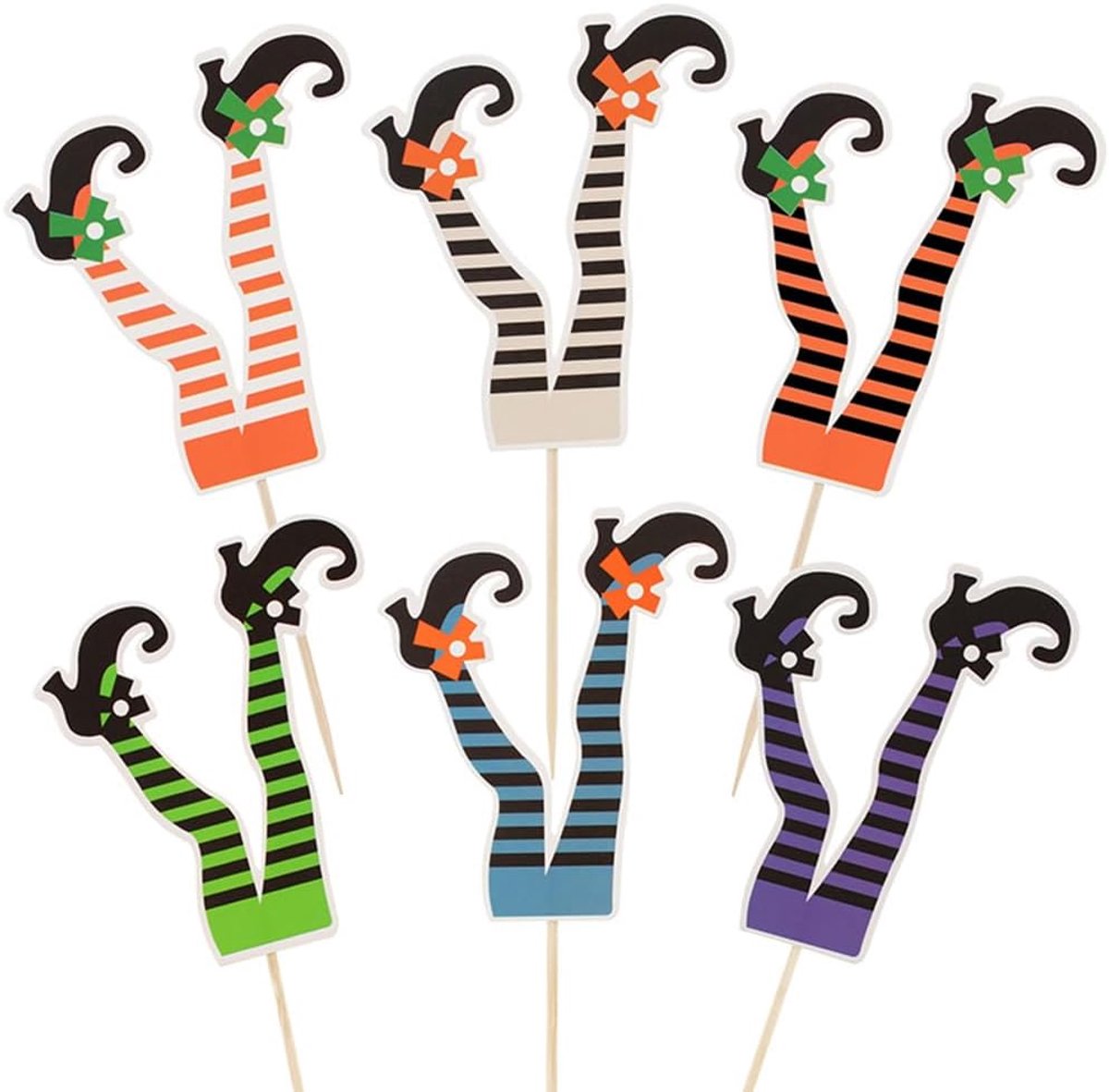36 stuks Halloween cupcake toppers set Halloween heksen benen taart decoratie Halloween taart decoratie Se Halloween thema feestbenodigdheden voor Halloween feest cupcake decoratie