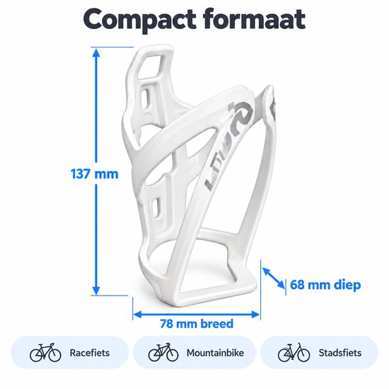 Cloudy - Bidonhouder - Fiets Bidonhouder- ABS - wit — afbeelding 5