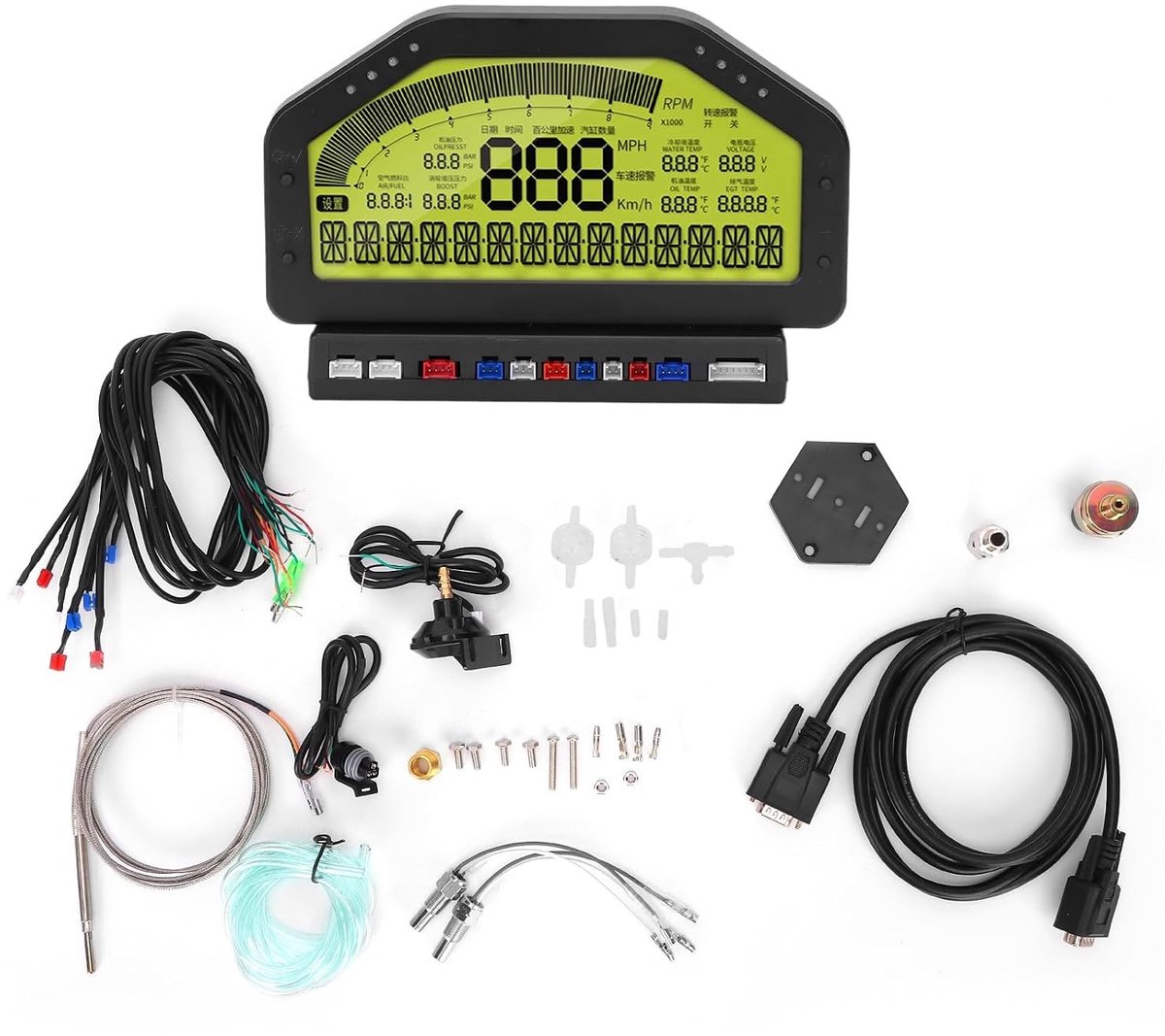 Multi-functioneel LCD Display voor voertuigen, energiezuinig, snelheidsmeter tot 9000 rpm, LED scherm, dashboardinstrumenten