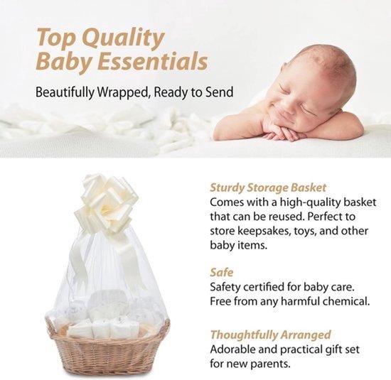 Cadeauset voor Pasgeborenen - Handverpakt met Babyspullen, Slabbetje, Dekbed en Rammelaar - Ideaal Kraamcadeau van Merkloos — afbeelding 4