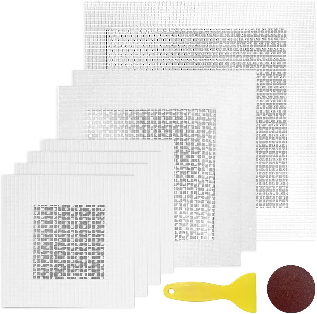 8 stuks zelfklevende wandgaten, reparatieset gipsplaat 2/4/6 inch met schraper en glaspapier, voor snelle reparatie van beschadigde muren en plafonds