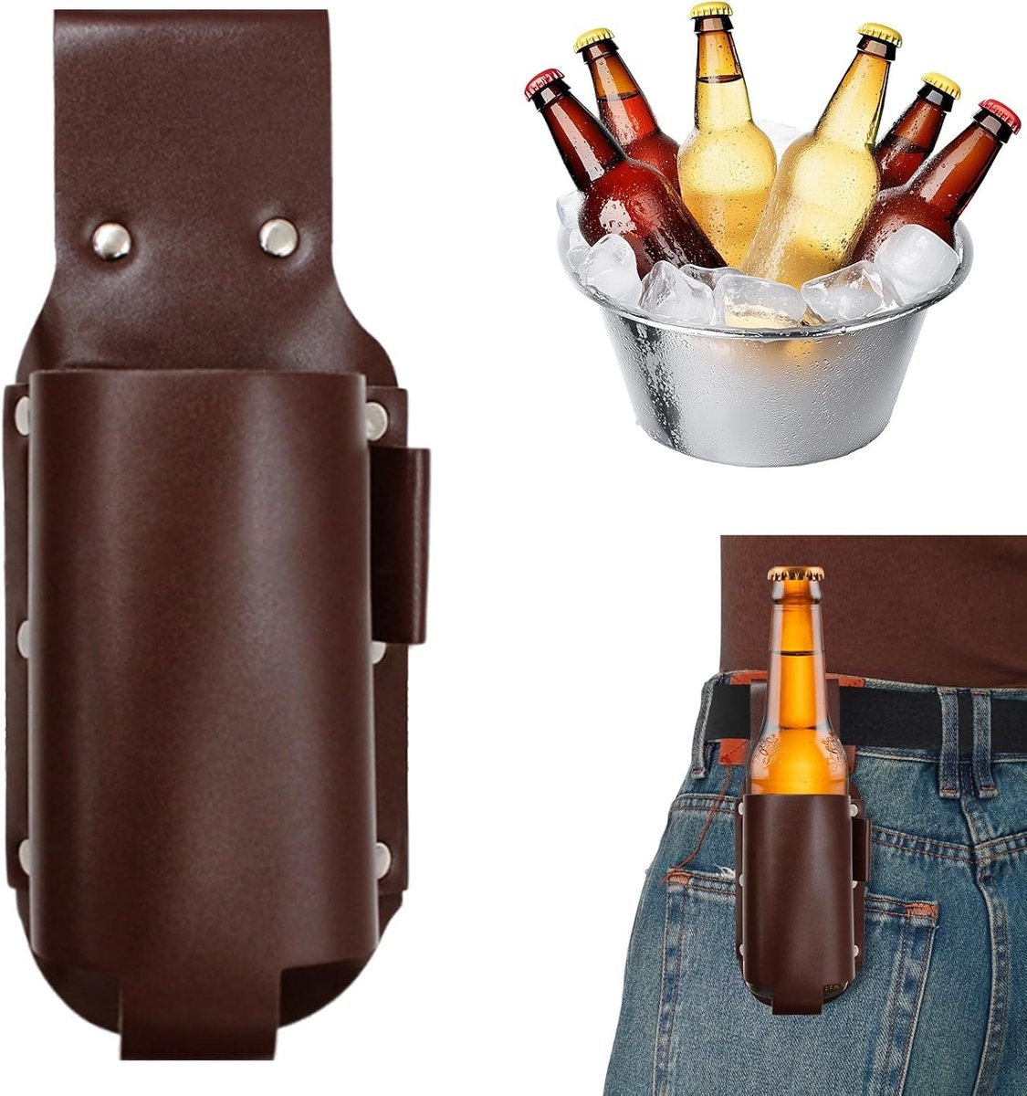 Praktische Bierdrager voor Barbecue, Kamperen en Festivals, Ideaal als Cadeau voor Vaderdag, Kerst en Verjaardag, Handige Bierfleshouder voor Mannen