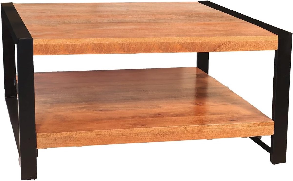 Vierkant bruin mangohout 90cm Violet side table massief hout mango bijzettafel