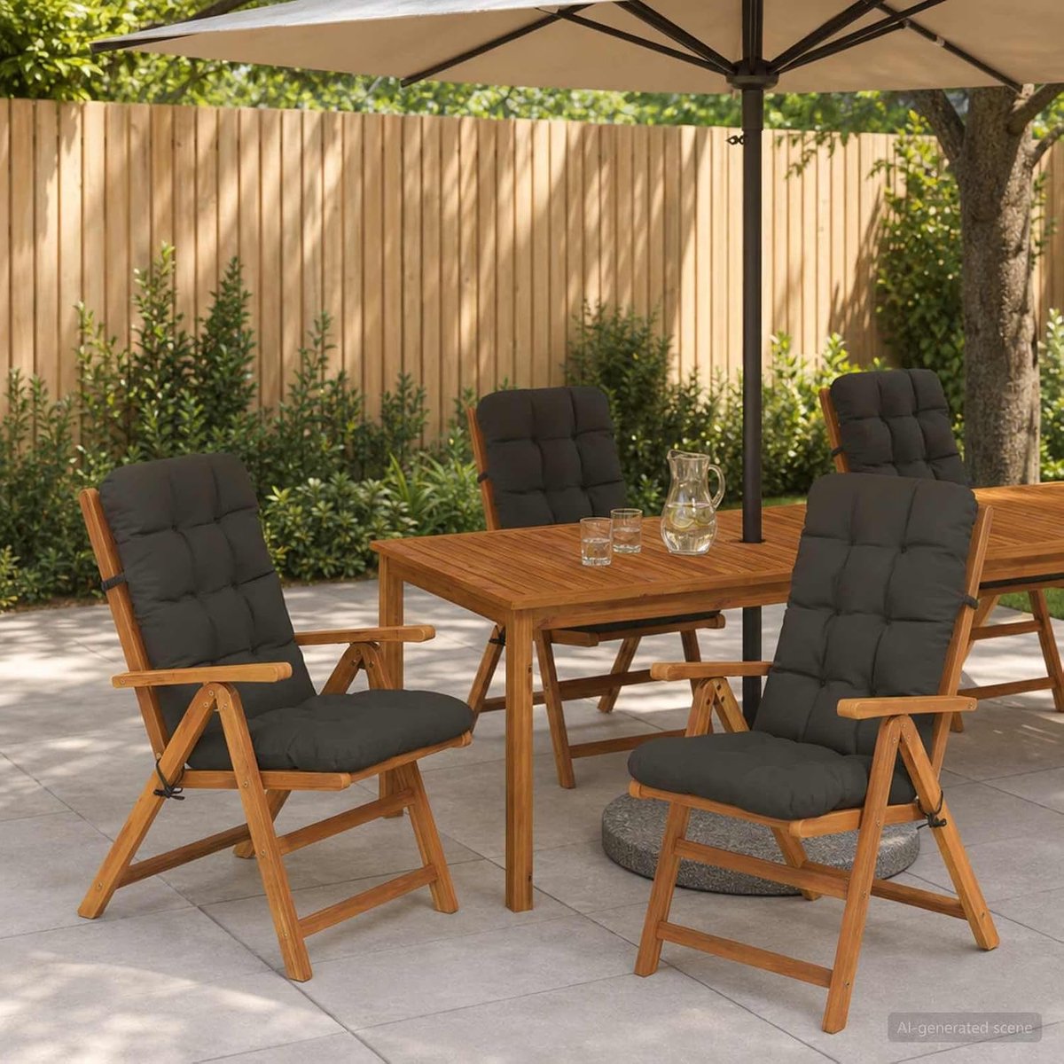 Kussenset met hoge rugleuning, 6 stuks, polyester