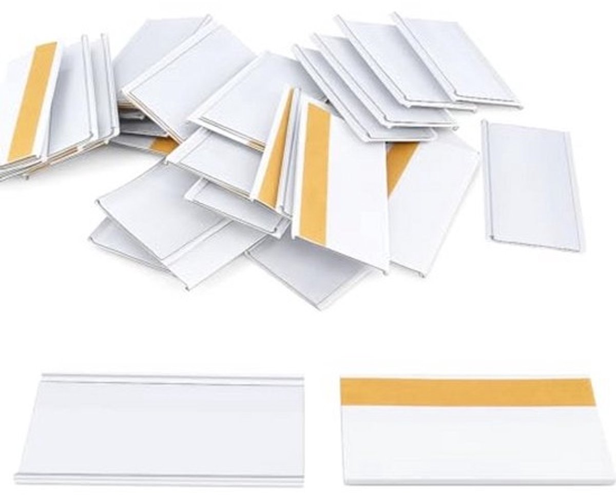 100 zelfklevende etikethouders - 30 mm x 70 mm - voor prijslabels en prijsetiketten