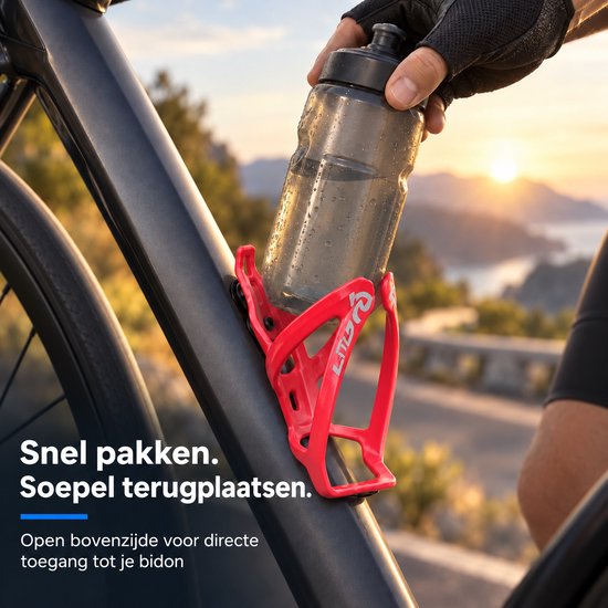 Cloudy - Bidonhouder - Fiets Bidonhouder- ABS - Rood — afbeelding 3