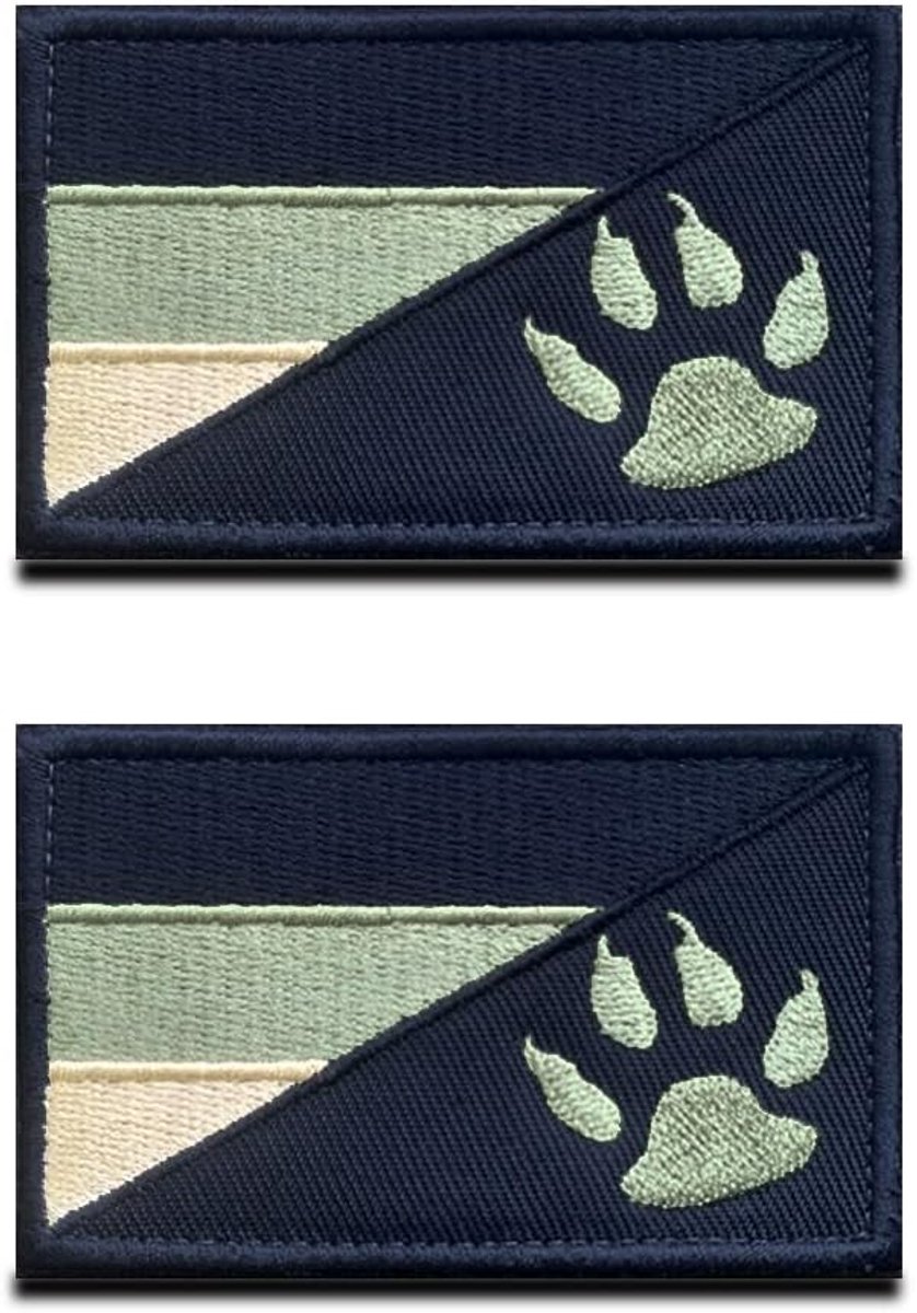 2 stuks legergroene tactische Duitse vlagpatch met hondentracker, hondenpoot, legerhonden, politiehonden, patriot honden, honden, met sluiting, hondenpatch voor hondenharnas, vest
