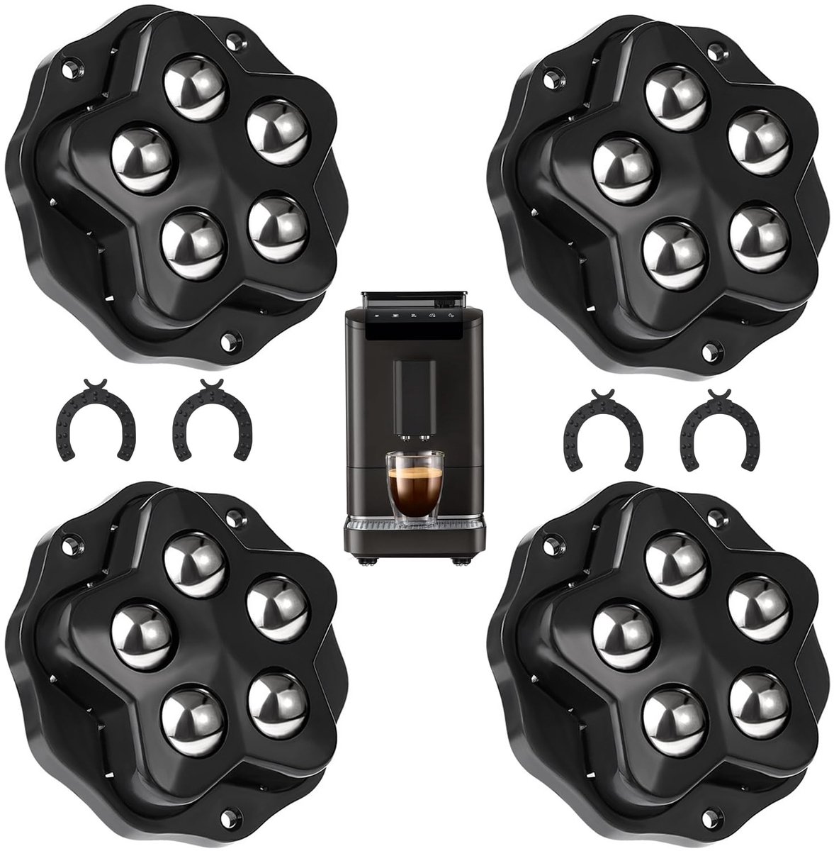 4 stuks kogelwielen, zware belasting, meubelwielen, platte set, kogelwielen voor meubels, zelfklevend, universeel, 360 graden wielen voor het vervoer van meubels, keukengerei, elektrische apparaten