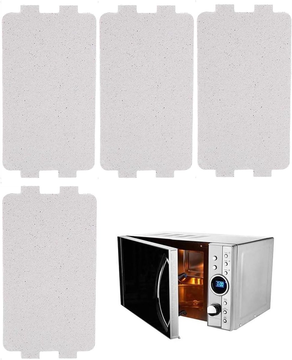 4 stuks mica voor magnetron, micapplaat 6,5 × 11,5 cm, bescherming voor magnetron van mica, universele asrailafdekking voor keuken en magnetron